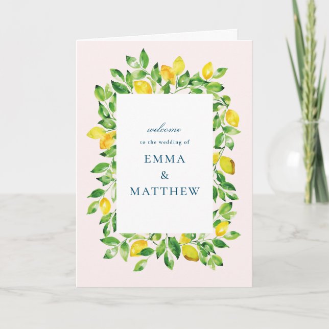 Watercolor Lemon Mediterranean Folded Programme (Front)