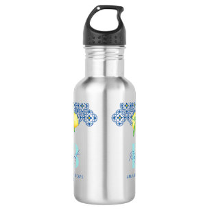 Watercolor Lemon Mediterranean Tile Corporate Logo 532 Ml Water Bottle