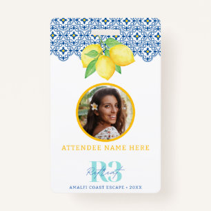 Watercolor Lemon Mediterranean Tile Logo Photo ID ID Badge