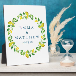 Watercolor Lemon Mediterranean Wedding Logo Plaque