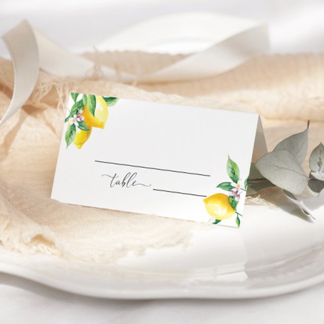 Watercolor lemon minimalist wedding place cards (Creator Uploaded)