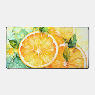 Watercolor Lemon Orange Lime Botanical Kitchen Desk Mat