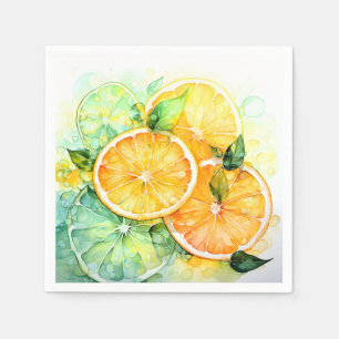 Watercolor Lemon Orange Lime Botanical Kitchen Napkin