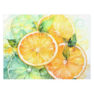 Watercolor Lemon Orange Lime Botanical Kitchen Tablecloth