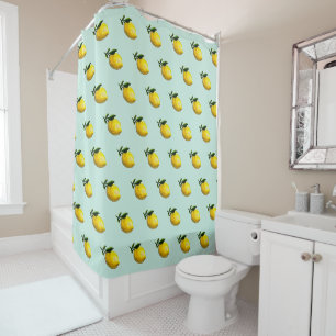 Watercolor lemon painting pastel fruit shower curtain