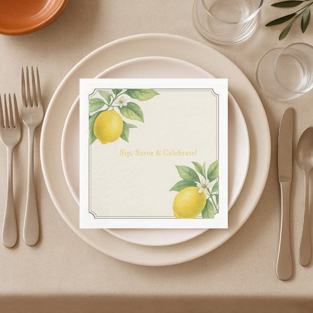 Watercolor Lemon Paper Napkins  (Creator Uploaded)