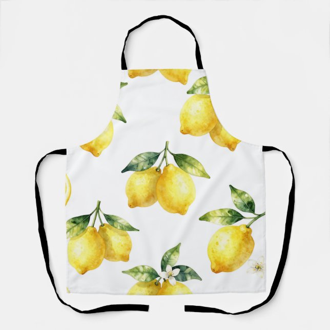 Watercolor Lemon Pattern Apron (Front)
