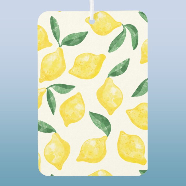 Watercolor Lemon Pattern Citrus Car Air Freshener (Citrus Lemon pattern air freshener)
