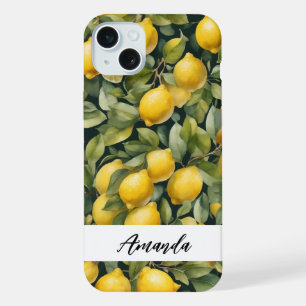 Watercolor Lemon Pattern Citrus iPhone 15 Plus Case