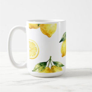 Watercolor Lemon Pattern Coffee Mug