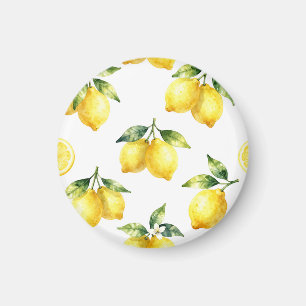 Watercolor Lemon Pattern Magnet