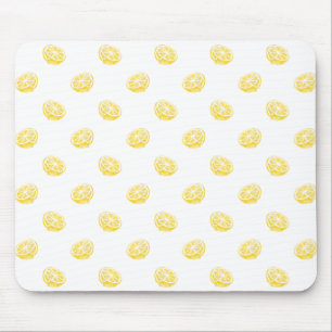 Watercolor Lemon Pattern Mouse Pad