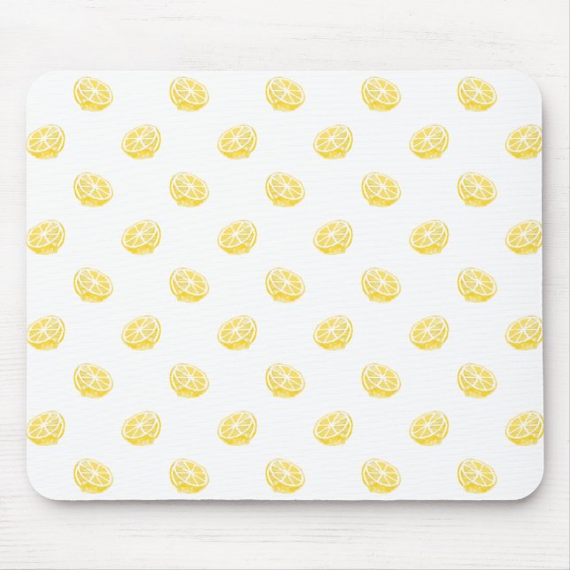 Watercolor Lemon Pattern Mouse Pad (Front)