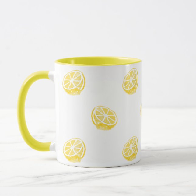 Watercolor Lemon Pattern Mug (Left)
