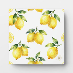 Watercolor Lemon Pattern Plaque