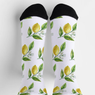 Watercolor Lemon Pattern Socks
