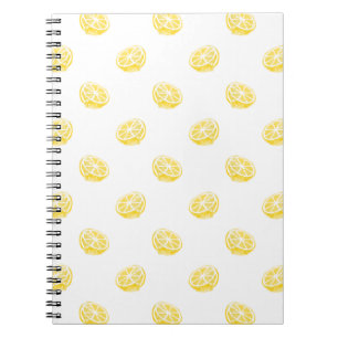 Watercolor Lemon Pattern Spiral Notebook