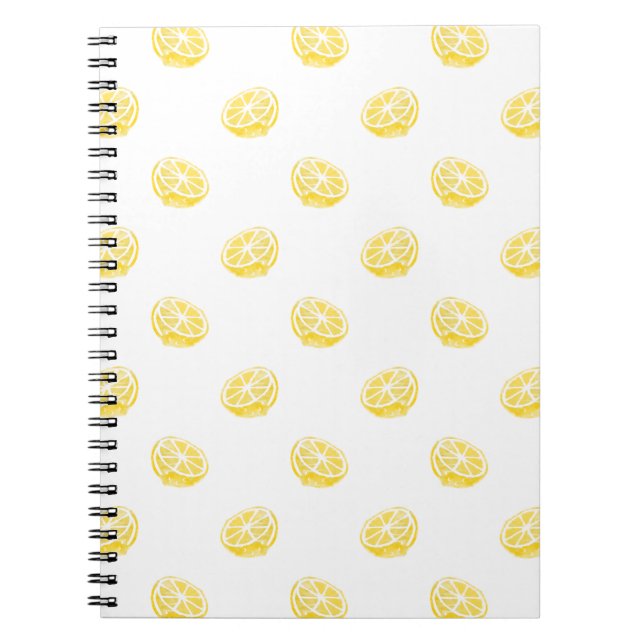 Watercolor Lemon Pattern Spiral Notebook (Front)
