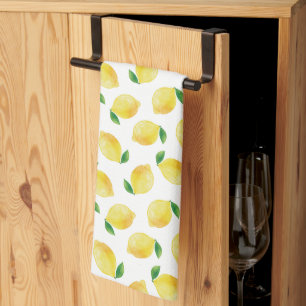 Watercolor Lemon Pattern Tea Towel