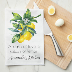 Watercolor Lemon Personalised Tea Towel