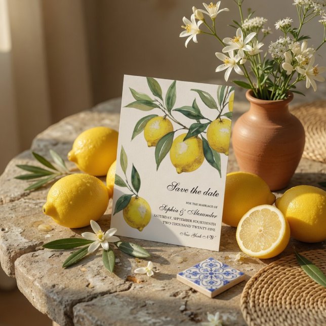 Watercolor Lemon Save the Date | Mediterranean  Invitation (Creator Uploaded)