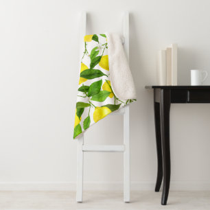 Watercolor Lemon Sherpa Blanket