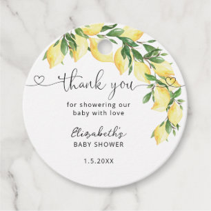 Watercolor Lemon Shower Thank You Favour Tags