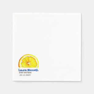 Watercolor Lemon Slice Baby Shower Napkin