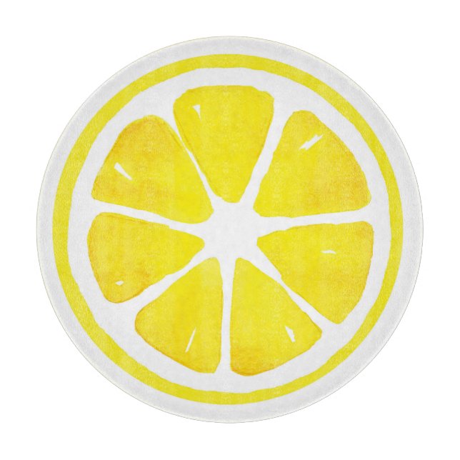 Watercolor Lemon Slice   Cutting Board (Front)