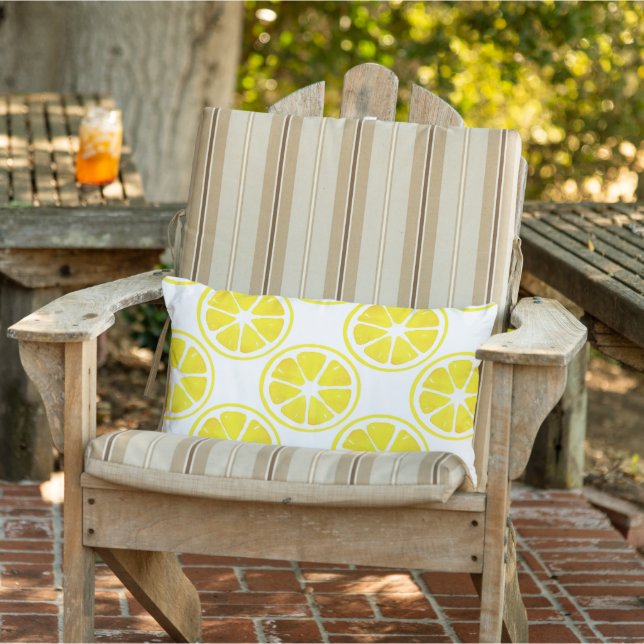 Watercolor Lemon Slice Pattern  Lumbar Cushion (Chair)