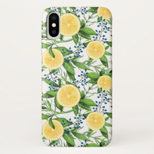 Watercolor Lemon Slices and Foliage Pattern Case-Mate iPhone Case