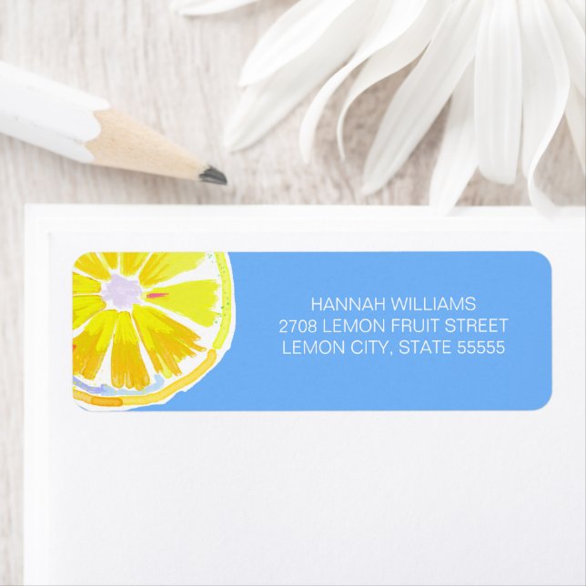 Watercolor Lemon Slices Blue Background (Insitu)