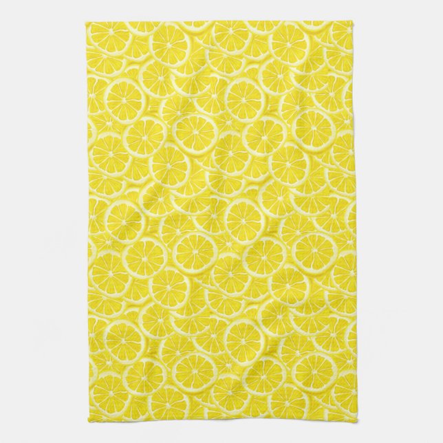 Watercolor Lemon Slices Tea Towel (Vertical)