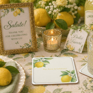 Watercolor Lemon  Square Paper Coaster