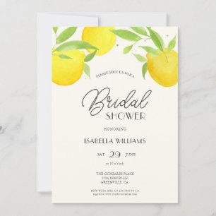 Watercolor Lemon Summer Bridal Shower Invitation