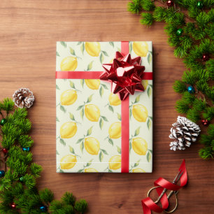 Watercolor Lemon Summer Pattern Wrapping Paper