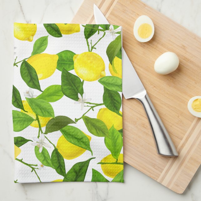 Watercolor Lemon Tea Towel (Quarter Fold)