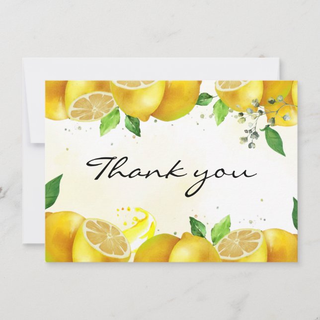Watercolor Lemon Thank You Note Card (Front)
