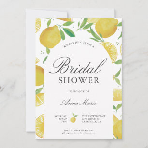 Watercolor Lemon Theme Bridal Shower Invitation