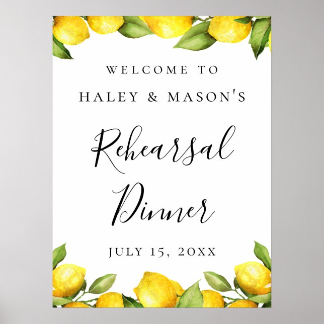 Watercolor Lemon Theme Welcome Sign (Front)