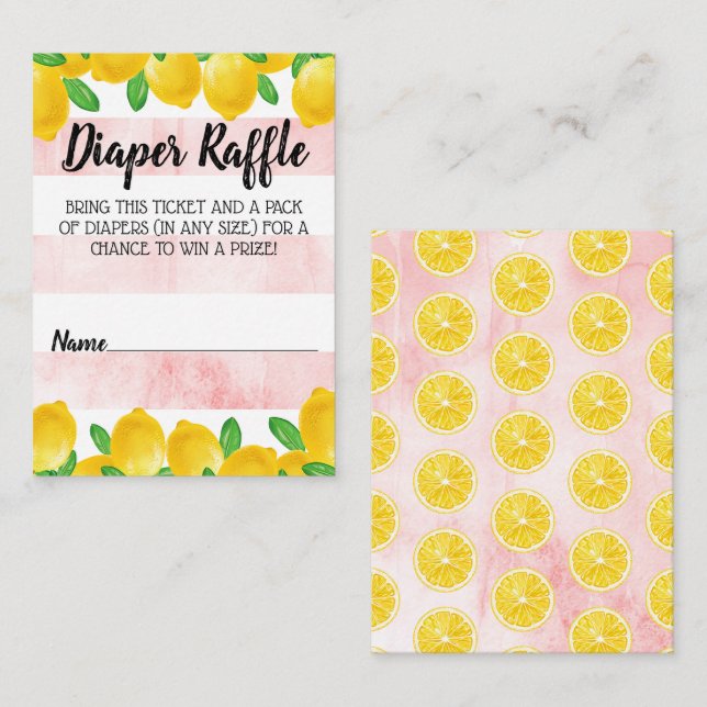 Watercolor Lemon Tree Baby Shower Diaper Raffle Enclosure Card (Front/Back)