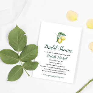 Watercolor Lemon Tree Branch   Bridal Shower Invitation