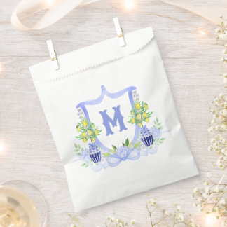 Watercolor Lemon Tree Monogram Crest Favour Bags