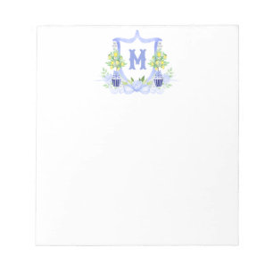 Watercolor Lemon Tree Monogram Crest Notepad