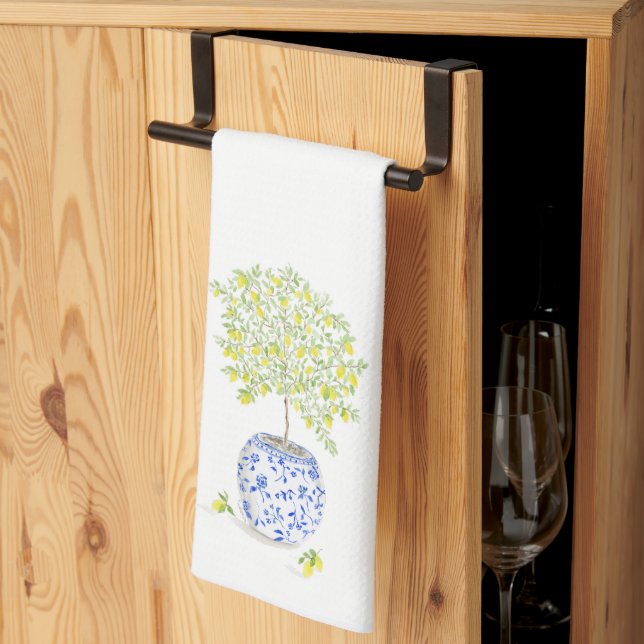 Watercolor Lemon Tree Tea Towel (Thirds Fold)