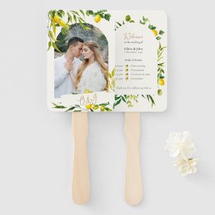 Watercolor Lemon Wedding Ceremony Program Fan
