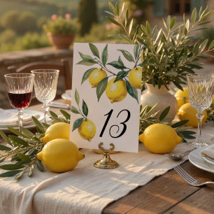 Watercolor Lemon Wedding Citrus Table Number