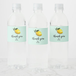 Watercolor Lemon Wedding Custom Favours Water Bottle Label