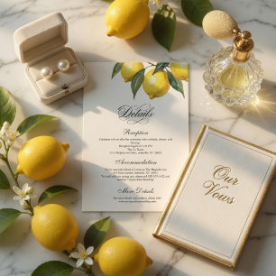 Watercolor Lemon Wedding Details Card   Citrus