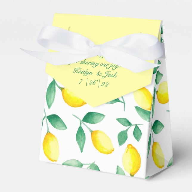 Watercolor Lemon Wedding Favour Box (Front Side)